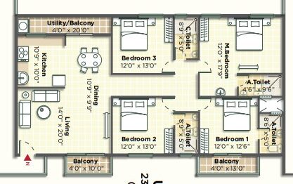 Floor plan 4 bhk